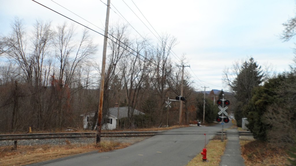 Train crossing on North Whitney Street in Amherst, Massachusetts