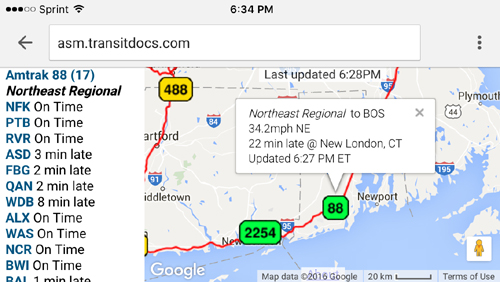 Amtrak Tracking Website